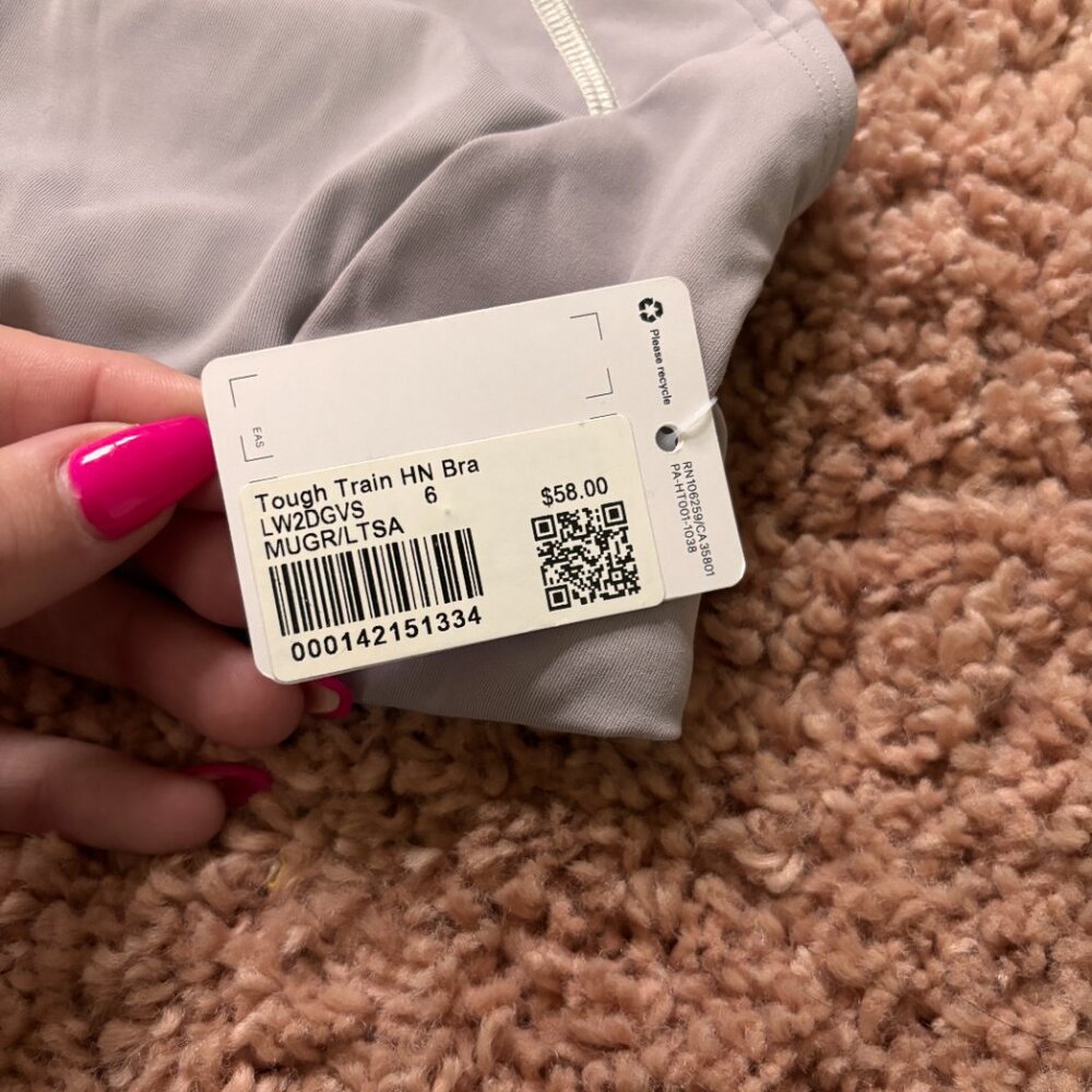 Lululemon NWT Tough Train High Neck Bra Mauve Grey / Light Sage Womens Size 6 - Picture 6 of 10